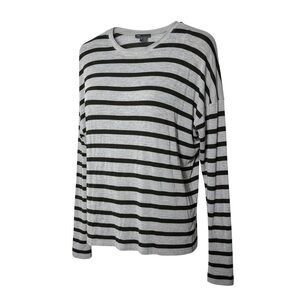 Vince Gray Striped 100% Viscose Crewneck Top
